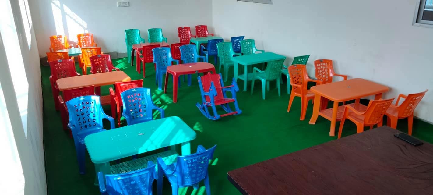Bright, colourful pre-primary classroom